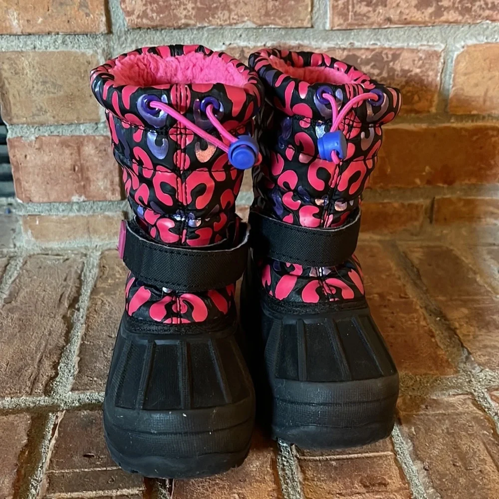 Athletech Pink & Black Leopard Snow Boots